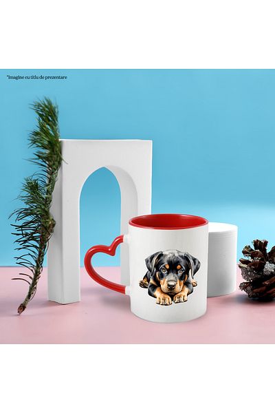 StoryGift Romania Mug with a sad puppy | serious | care | good | man's friend | black |, With ,STG