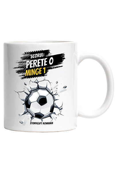 StoryGift Romania Cana minge in perete scor 0 si 1 minge fotbal , 330ml, Cera...