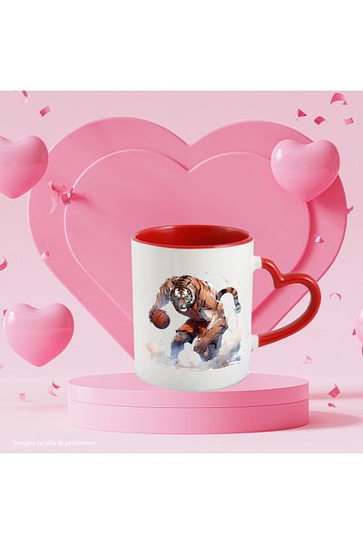 StoryGift Romania Mug with a tiger playing basketball | illustration | sport | competition | match | c, Cu ,STG .
