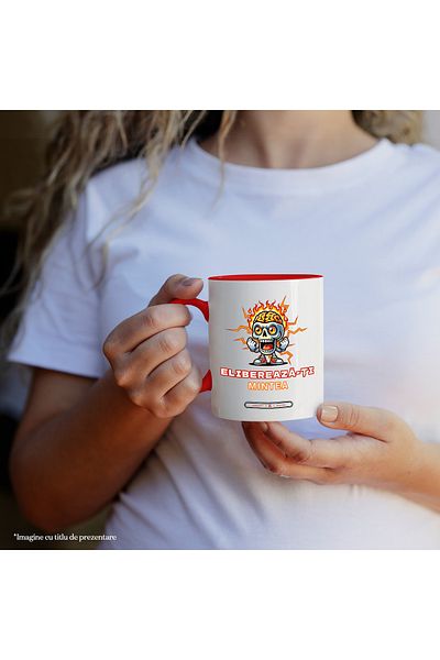 StoryGift Romania Mug Skull with brain in flames text Free your mind, 330ml, Ceramic with Ma, With, STG