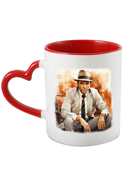 StoryGift Romania Cana Cu Frank Sinatra, Cantaret, Celebritate, Artist, Muzica, Multicolor 330 ml,, Cu Maner Inim STG