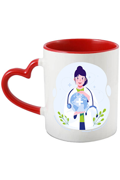 StoryGift Romania Cana Cu Doctor, Ziua Mondiala A Sanatatii, Ochelari, Stetoscop, Multicolor 330 m, Cu Maner Inim STG