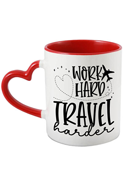 StoryGift Romania Cana cu un avion si mesajul "Work hard, travel harder" - mu...