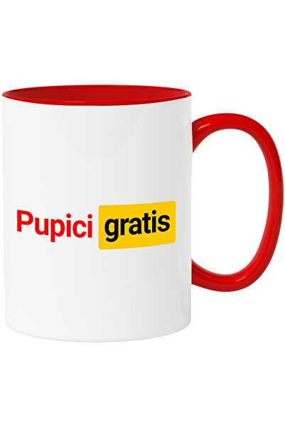 StoryGift Romania Cana cu Logo Haios Rosu Galben Text Iubire Pupici Gratis Se...