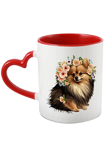 StoryGift Romania Cana cu un catel blanos care are multe floricele divers col...