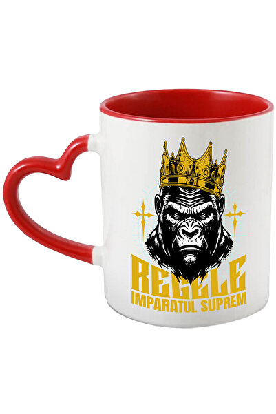 StoryGift Romania Cana cu Gorila Cu Coroana Regala DE Aur Text Regele Imparat...