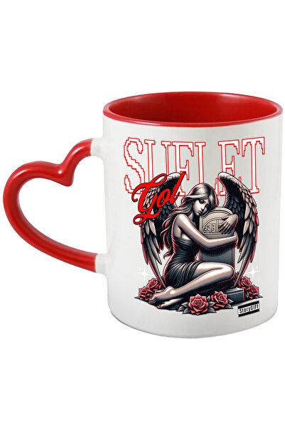 StoryGift Romania Cana Fata inger in doliu mormant suflet gol, 330ml, Ceramic...