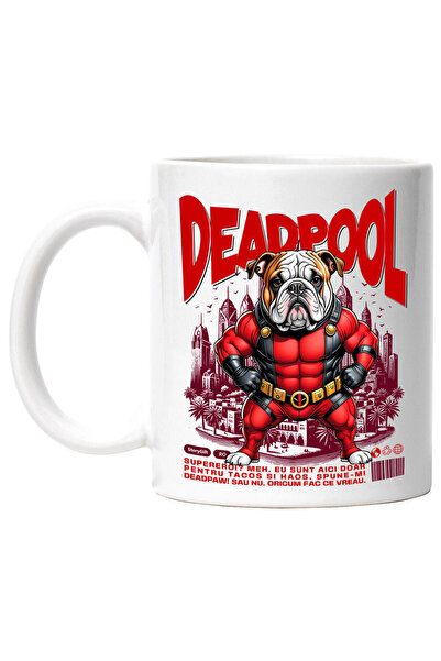 StoryGift Romania Cana cu Bulldog Caine In Costum de DeadPool cu Pelerina, Er...