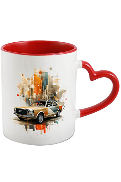StoryGift Romania Cana Cu Masina, Audi, Retro, Geometric, Buline, Ilustratie,...