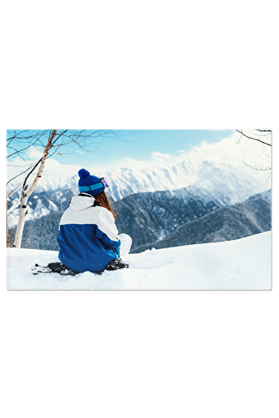 StoryGift Romania Tablou Canvas Fata Cu Masti De Schi In Costum Albastru, Fat...