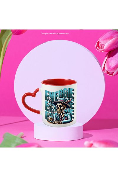 StoryGift Romania Skeleton Energy Mug with Costume Relaxation Drink, 330ml, Ceramic with Heart Handle, With, STG