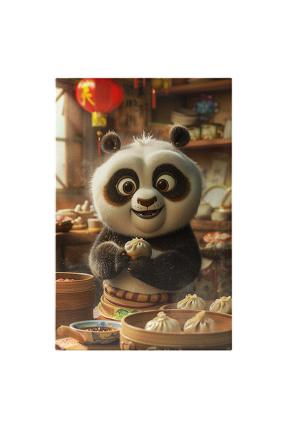 StoryGift Romania Tablou Canvas: Baby Urs Panda Care Gateste Baozi Chinezesti...