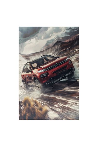 StoryGift Romania Canvas Painting Off-road Car Brand Citroen Passing Through a Large Puddle of Water, Car Fans C