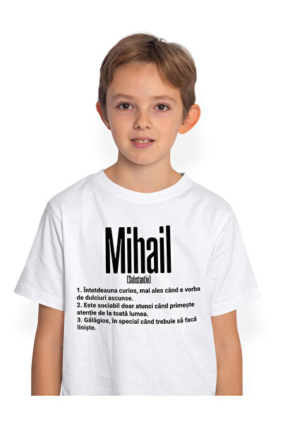 StoryGift Romania Tricou Copii Baieti Cu Numele Mihail, Cu Mesaj Amuzant, Cur...