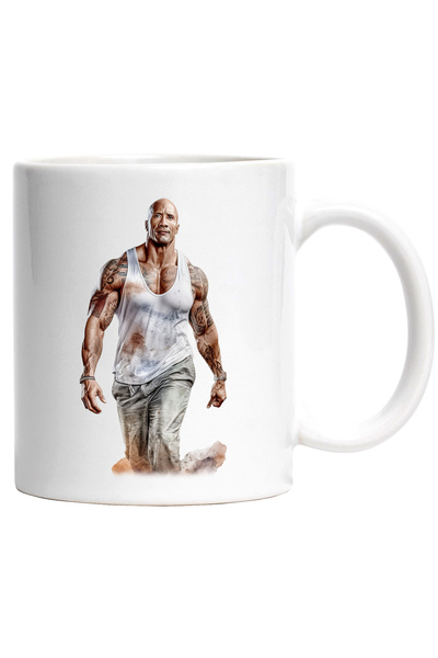 StoryGift Romania Mug With Dwayne The Rock Johnson, Actor, Celebrity, Multicolor 330 ml, Ceramic, With White Handle