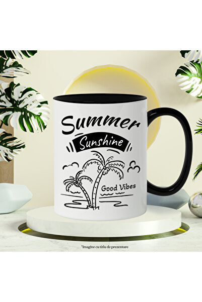 StoryGift Romania Cana Cu mesaj in Engleza Summer Shine, Good Vibes, Plaja Tr...