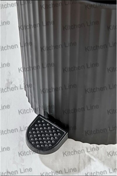 Kitchen Line Pedal, Striped Round Model Bathroom/Kitchen Dustbin 8Lt Black