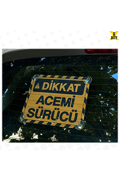 MEGBUY Sarı Zemin Üzerine Siyah Renk Dikkat Acemi Sürücü Yazılı Araba Cam Oto...