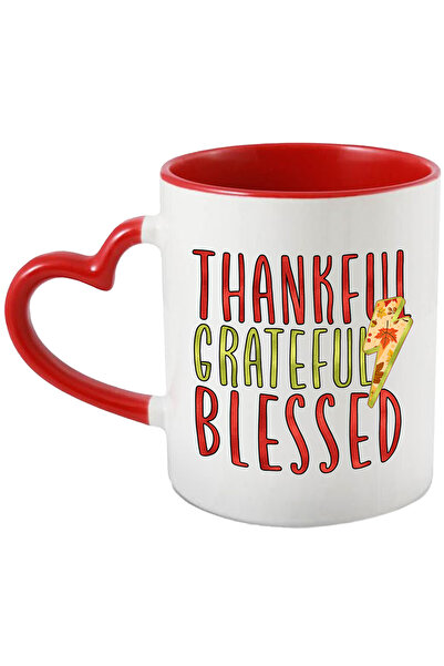 StoryGift Romania Cana cu mesajul "Thankful, grateful, blessed", fulger, frun...