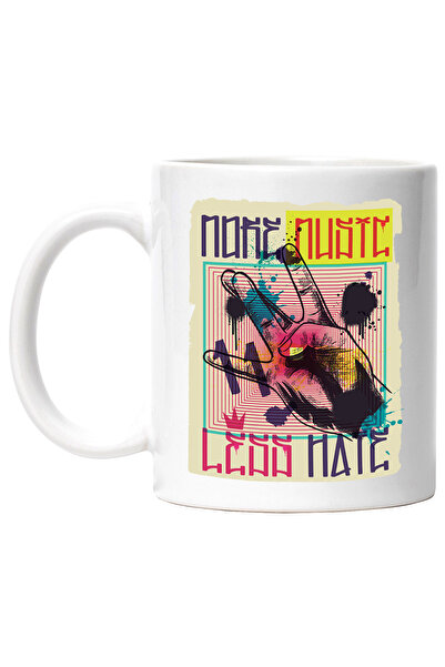 StoryGift Romania Cana Cu Mesaj In Engleza More Music Less Hate, Mana, Retro,...