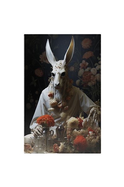 StoryGift Romania Tablou Canvas: Puterea Brută Străpunsă De Florile Spectaculoase Animal Sălbatic Alb Pictura Di