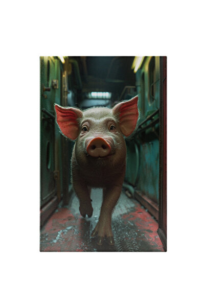 StoryGift Romania Tablou Canvas: Imaginea Unui Porc Care Merge Intr-o Incapere Ingusta - Fotografie Artistica S