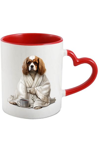 StoryGift Romania Cana cu un catel serios care are un capod alb | cana cu ceai | ilustratie | trat, Cu Maner Inim STG