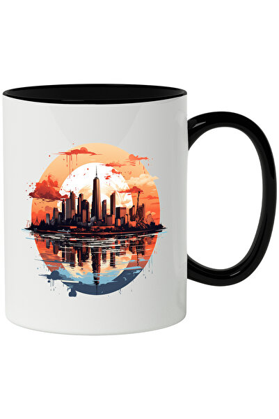 StoryGift Romania Cana Cu Peisaj Urban: Oras, Apus, Nori, Soare, Ocean, Cladi...