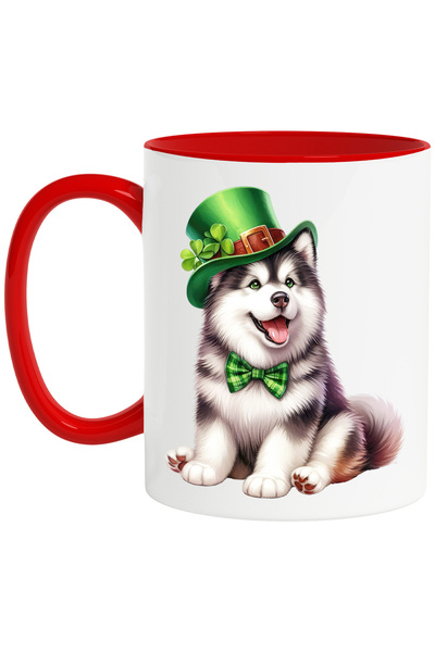 StoryGift Romania Cana cu un catel Husky cu palarie verde | ilustratie | bucu...