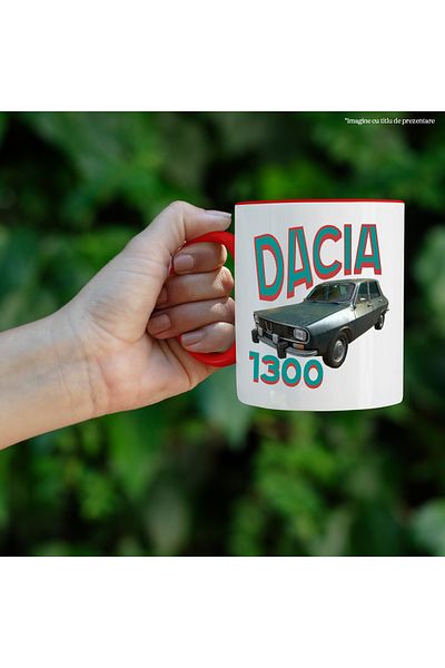 StoryGift Romania Romanian Dacia 1300 Vintage Car Mug Haios, 330ml, Ceramic with Red Handle, With Handle, STG.