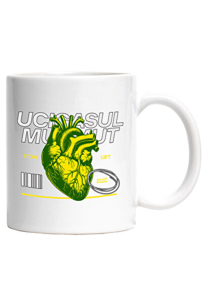 StoryGift Romania Cana inima ucigasul mut, organ, moarte, 330ml, Ceramic cu Maner Alb, Cu Maner Alb STG