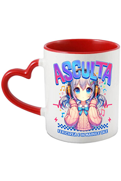 StoryGift Romania Cana cu Fata Stil Anime Cu Par Mov Casti Audio Text In Limb...