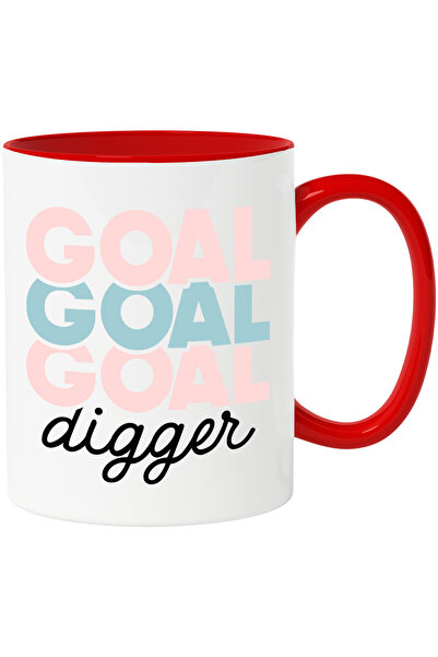 StoryGift Romania Cana cu textul "Goal digger" - "sapatoare" pentru obiective cu Maner Rosu, Cu Maner Rosu STG