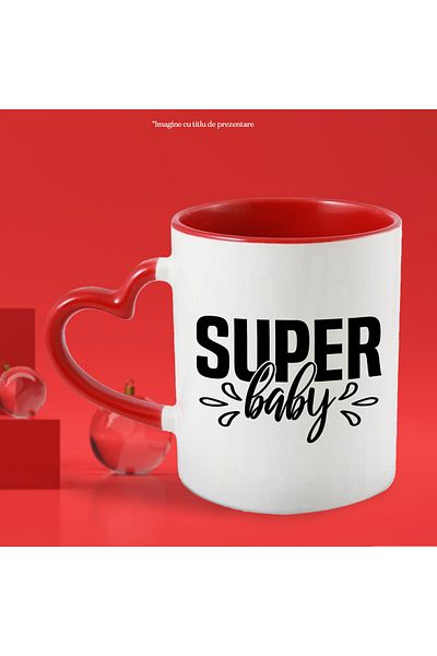 StoryGift Romania Mug for a loved and appreciated baby with the message in English "Super baby" with M, Cu, STG.