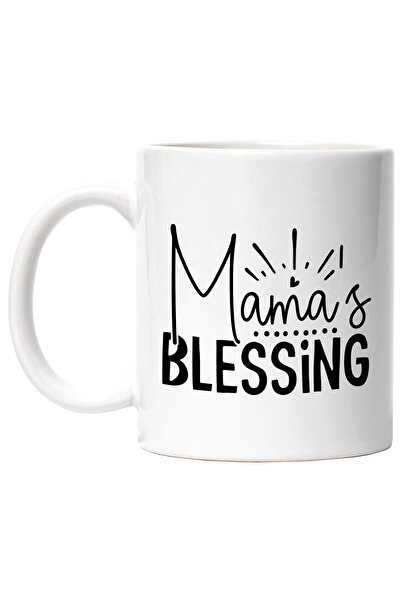 StoryGift Romania Cana cu textul in engleza "Mama's blessing" - binecuvantarea mamei cu Maner Alb, Cu Maner Alb STG