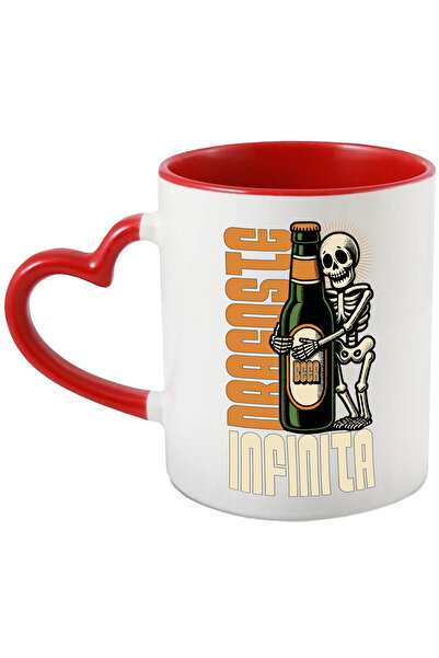 StoryGift Romania Cana dragoste infinita , pentru totdeauna schelete bere, 330ml, Ceramica cu Mane, Cu Maner Inim STG