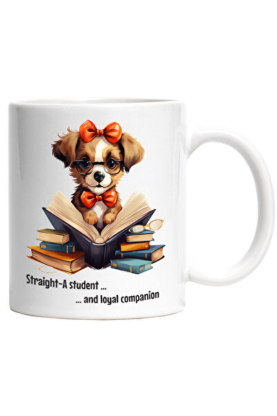 StoryGift Romania Cana cu un catel care tine o carte deschisa | ochelari | si...