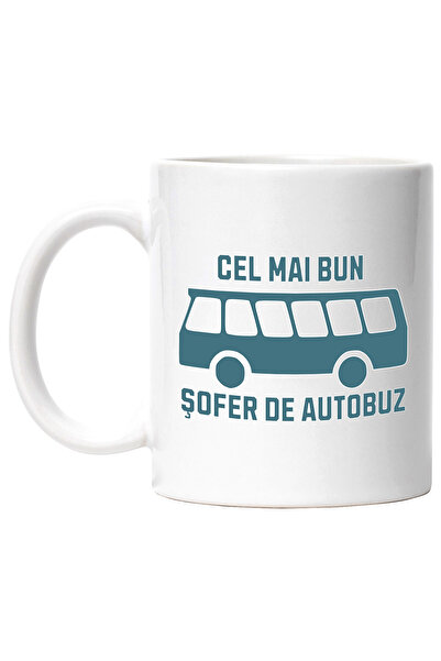 StoryGift Romania Cana Cel mai bun sofer de autobuz iubitorii de condus, 330ml, Ceramic cu Maner A, Cu Maner Alb STG
