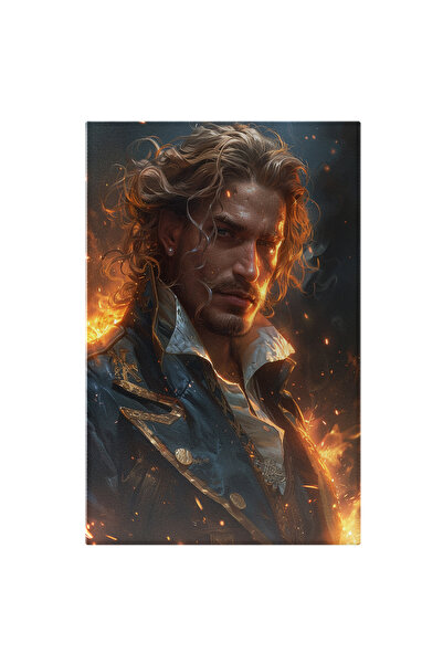 StoryGift Romania Tablou Canvas: Foc Mistuitor Portretul Domnului Cavaler Blondul Cu Cercel De Perlă În Ureche Pi