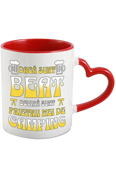 StoryGift Romania Cana Daca sunt beat, de vina sunt prietenii mei, distractie, 330ml, Ceramica cu , Cu Maner Inim STG