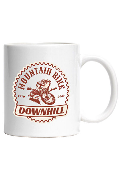 StoryGift Romania Cana Cu Mesaj In Engleza Mountain Bike Downhill, Bicicleta, Casca, Munte, Multic, Cu Maner Alb