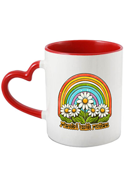 StoryGift Romania Cana cu floricele albe cu mesajul "Mental health matters", ...