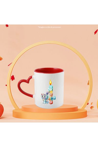 StoryGift Romania Mug with a candle in the shape of the number 4, pony with wings, anniversary, flame, four, With, STG