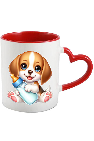 StoryGift Romania Cana cu un catelus care tine un biberon cu lapte | ilustrat...