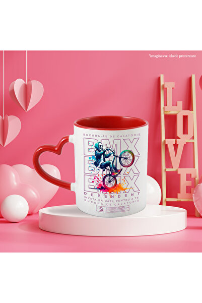 StoryGift Romania BMX Addict Mug - Enjoy the Ride, Skeleton on Bike, 330ml, Ceramic, With ,STG