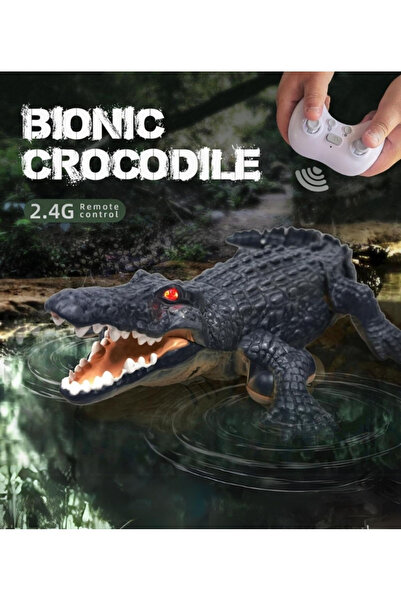 PeriYedi Şarjlı Uzaktan Kumandalı Suda Yüzen Timsah Deniz Havuz Oyuncağı Su Geçirmez Kumanda 34 cm