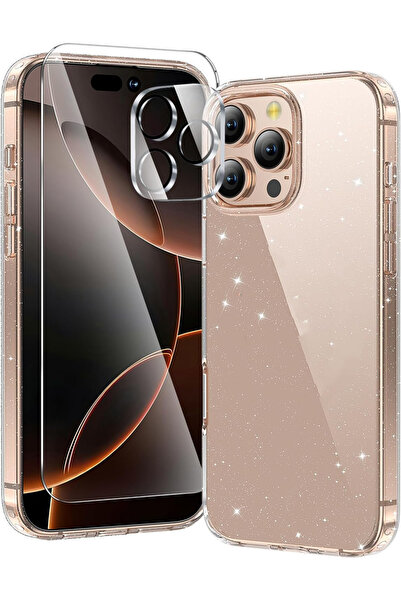 EDELFU İPhone 16 Pro Max Simli Sararmaz Kılıf, Kalın Ekran Koruyucu ve Şeffaf...
