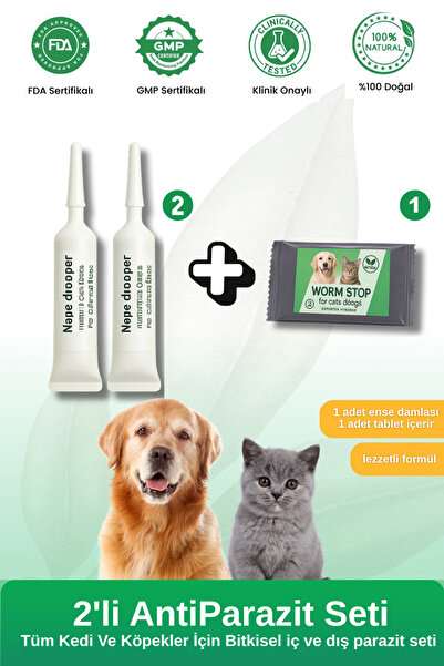 vet advice Kedi Köpek Iç Dış Herbal Tüy Cilt Parazit&bitkisel Tablet Damla 2'...