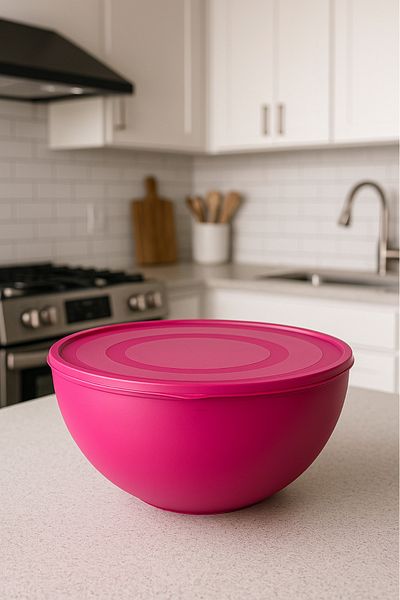 Melkan Home Large Bowl with Round Lid Millennium Pink Color 8.5 Liters