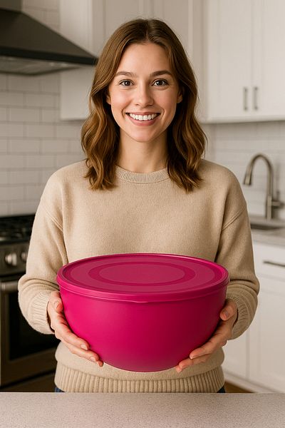 Melkan Home Large Bowl with Round Lid Millennium Pink Color 8.5 Liters